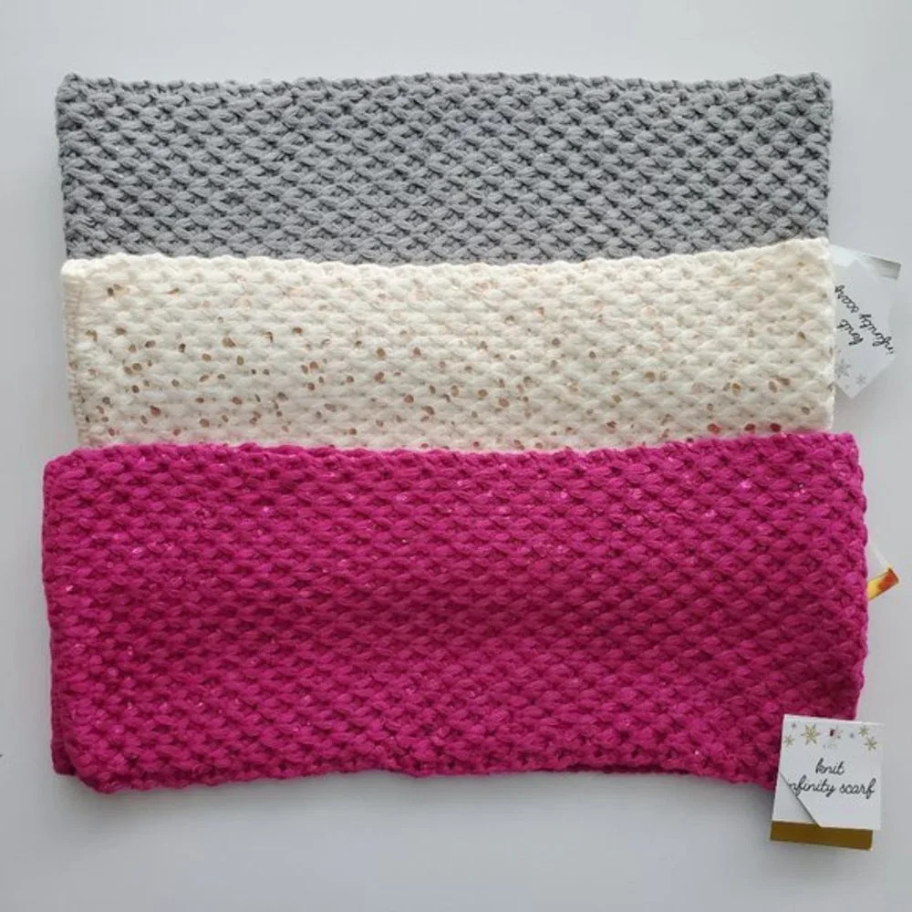 Accessory Depot Infinity Scarf Knitted 3 Pack‎ Magenta Gray Ivory